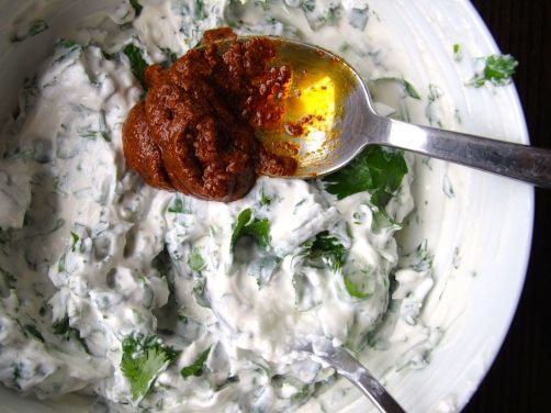 Cilantro, Mint, and Yogurt with Vindaloo Paste