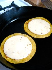 Crispy tortillas with cheese