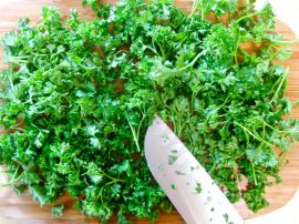 Chopping Parsley for Tabbouleh (Bulgar Wheat Salad with Parsley and Mint) Chopping Parsley for Tabbouleh (Bulgar Wheat Salad with Parsley and Mint)