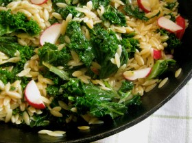 Toasted Orzo with Kale, Feta, and Radishes