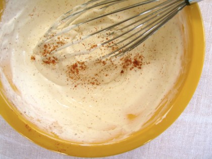 Whisking up Greek Yogurt Hollandaise Sauce