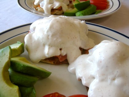 Eggs Benedict with Greek Yogurt Hollandaise Sauce