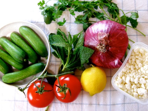 Shepherd's Salad with Cucumber, Tomato, Red Onion, and Feta