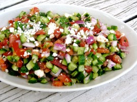 Shepherd's Salad with Cucumber, Tomato, Red Onion, and Feta