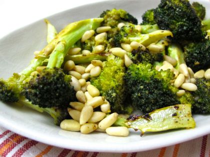 Lemon Roasted Broccoli with Pine Nuts