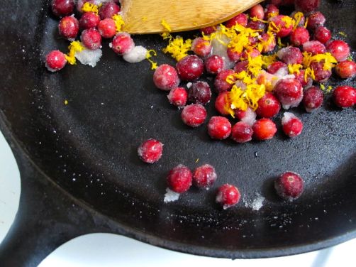 Cranberries and orange zest for Skillet Cranberry Apple Crisp (Gluten-Free)