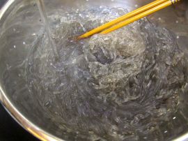 Cooking dang myon - gluten-free Korean noodles