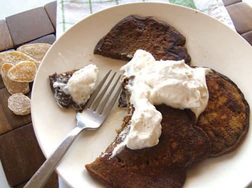 Gingerbread Pancakes with Cinnamon Coffee Whipped Cream