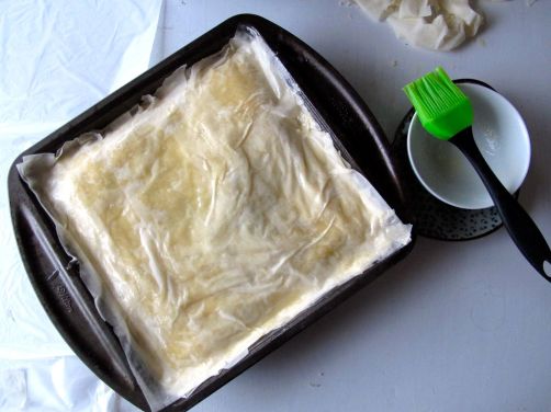 Spanakopita - Baked Phyllo Dough with Spinach, Feta, and Kale