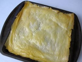 Spanakopita - Baked Phyllo Dough with Spinach, Feta, and Kale