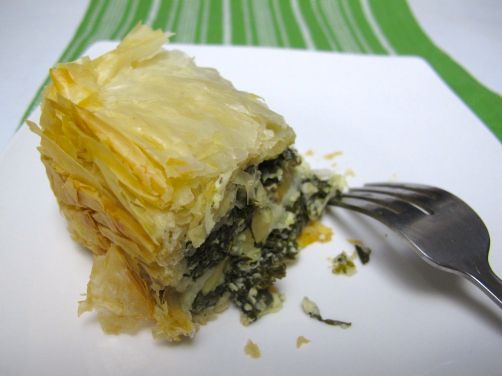 Spanakopita - Baked Phyllo Dough with Spinach, Feta, and Kale