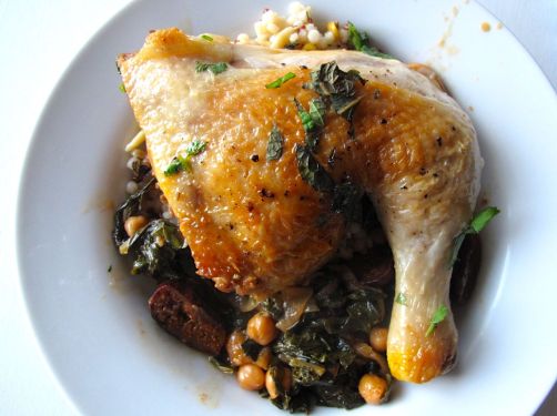 Chicken Tagine with Chickpeas, Chard, and Dried Figs