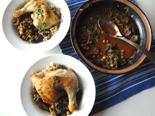 Chicken Tagine with Chickpeas, Chard, and Dried Figs