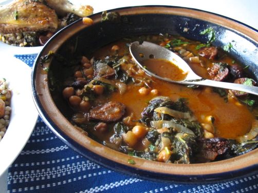 Chicken Tagine with Chickpeas, Chard, and Dried Figs