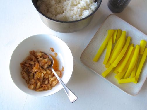 Kimchi and Homemade Danmuji Pickled Daikon for Kimchi Kimbap
