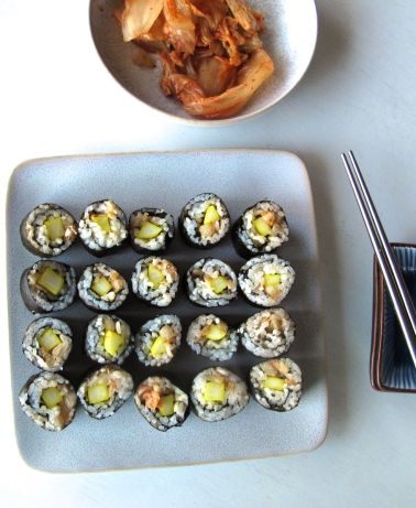Kimchi Kimbap and Easy Pickled Cucumber Banchan