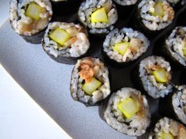 Kimchi Kimbap and Easy Pickled Cucumber Banchan