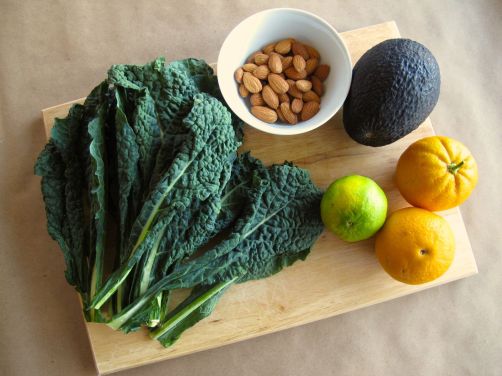 Citrusy Kale Avocado Salad with Oranges and Almonds