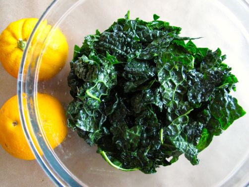 Kale leaves massaged with lime juice