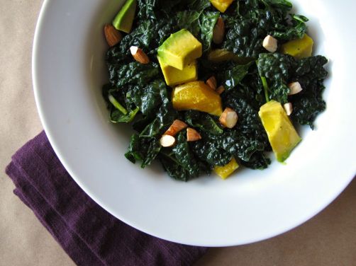 Citrusy Kale Avocado Salad with Oranges and Almonds