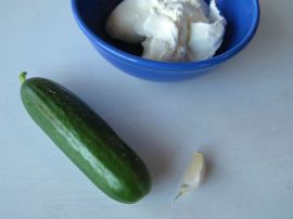 Cucumber, yogurt, and garlic for Tzatziki