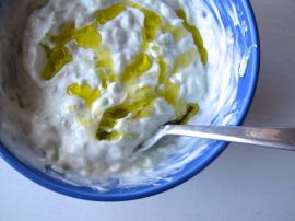 Tzatziki with a drizzle of olive oil
