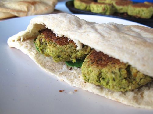 Homemade Pita Bread and Baked Falafel