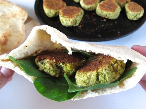 Homemade Pita Bread and Baked Falafel