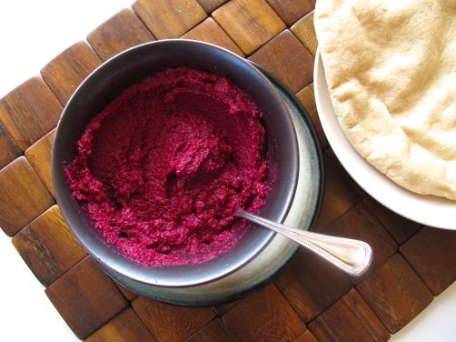 Beet Hummus with Homemade Pita Bread