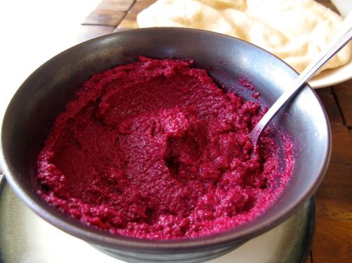 Beet Hummus with Homemade Pita Bread