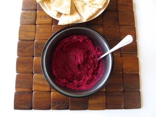 Beet Hummus with Homemade Pita Bread