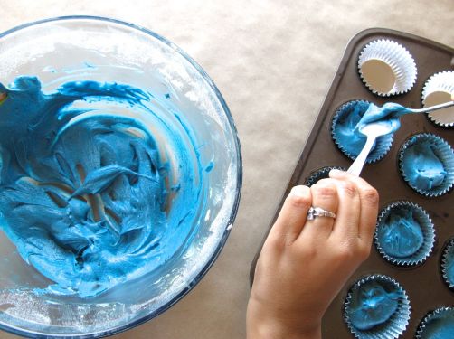 Cupcake batter for Blue Rose of Winterfell Cupcakes
