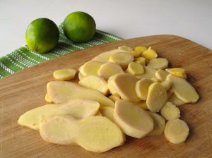 Ginger and limes for homemade ginger ale