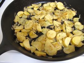 Potatoes, onions, and garlic for the Mediterranean Frittata Potatoes, onions, and garlic for the Mediterranean Frittata