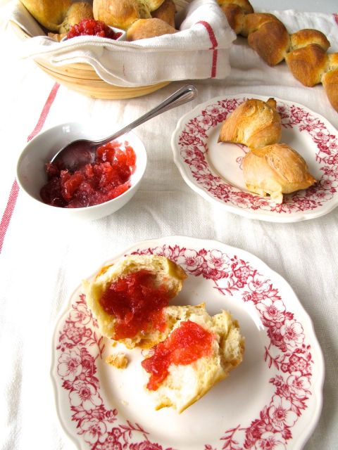 Epi Baguettes with Rhubarb Ginger Jam