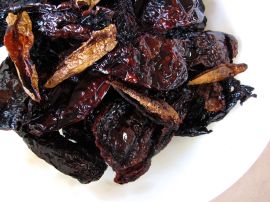 Fried chiles about to soak in cold water Fried chiles about to soak in cold water