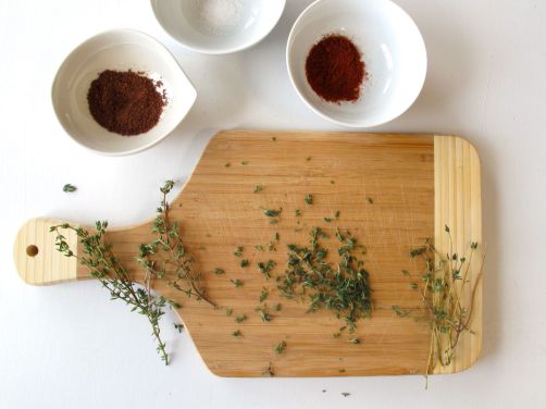 paprika and za'atar: thyme, sumac, sesame, and salt