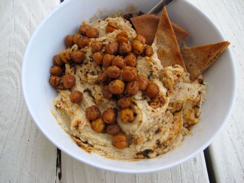 Za'atar Roasted Chickpeas with homemade hummus and pita chips