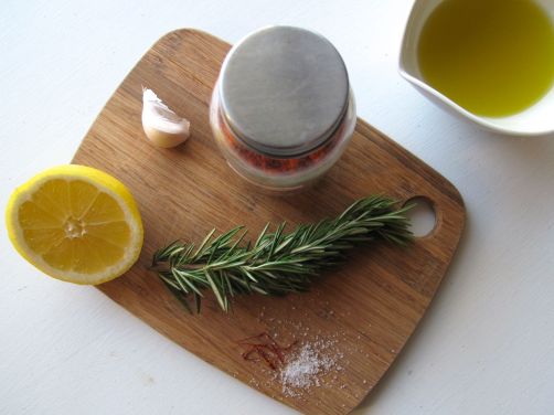 Ingredients for Paprika Gambas al Ajillo with rosemary and saffron
