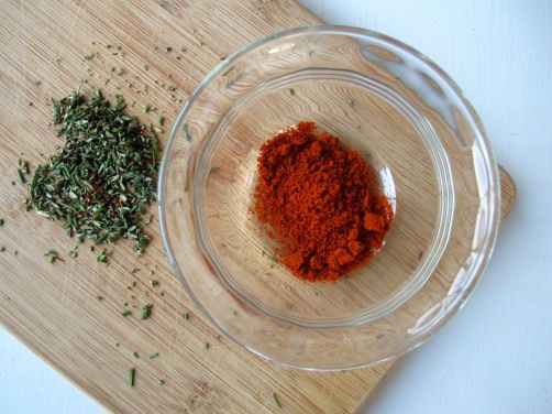 Rosemary, saffron, and paprika for Paprika Gambas al Ajillo