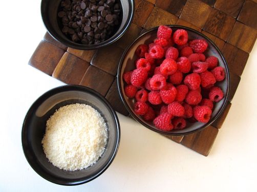 Ingredients for Raspberry Chocolate Tart with Coconut Crust Ingredients for Raspberry Chocolate Tart with Coconut Crust