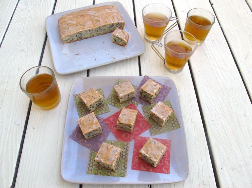 Black Sesame Mochi Cake with Japanese mugi-cha barley tea Black Sesame Mochi Cake with Japanese mugi-cha barley tea