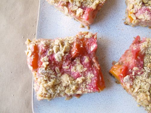 Peach Rhubarb Oatmeal Bars