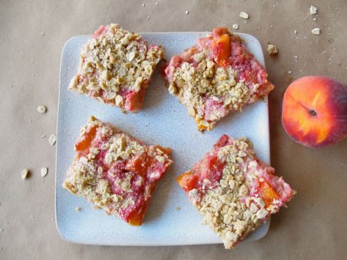 Peach Rhubarb Oatmeal Bars