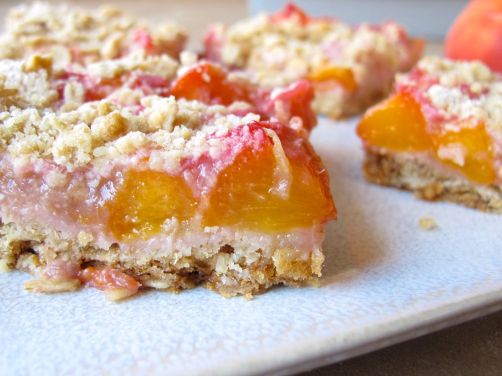 Peach Rhubarb Oatmeal Bars