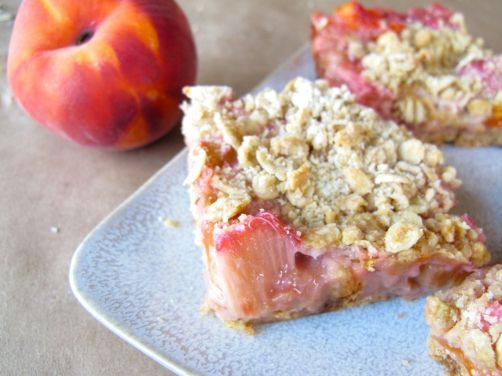 Peach Rhubarb Oatmeal Bars