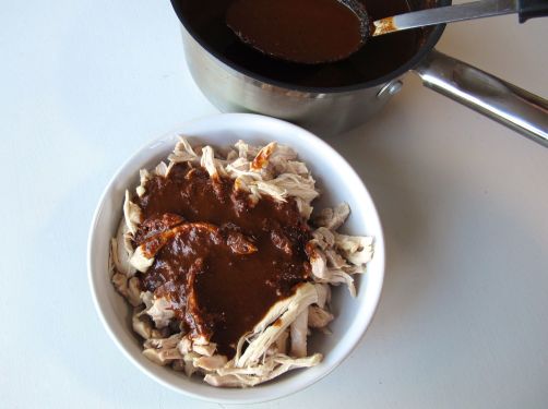 Making Chicken Mole Enchiladas