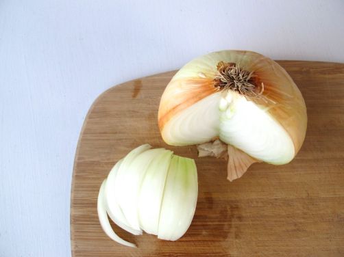 Slicing onions for Doenjang Jjigae Slicing onions for Doenjang Jjigae