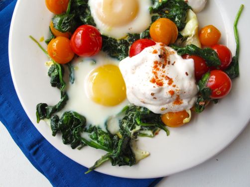 Skillet-Baked Eggs with Garlicky Yogurt