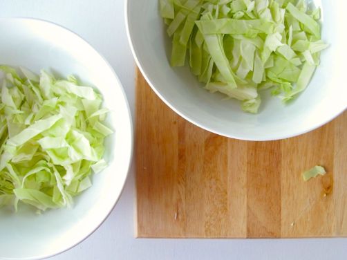 Chopped Cabbage for Vietnamese Style Soba (Bun Chay) with Baked Peanut Tofu Chopped Cabbage for Vietnamese Style Soba (Bun Chay) with Baked Peanut Tofu